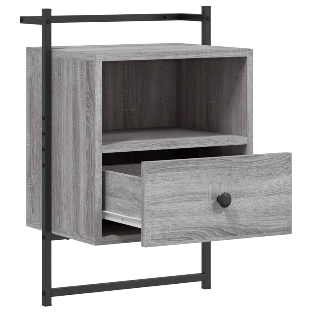 Grey Sonoma Wall-Mounted Bedside Cabinets, 2 Pcs, 40x30x61 cm