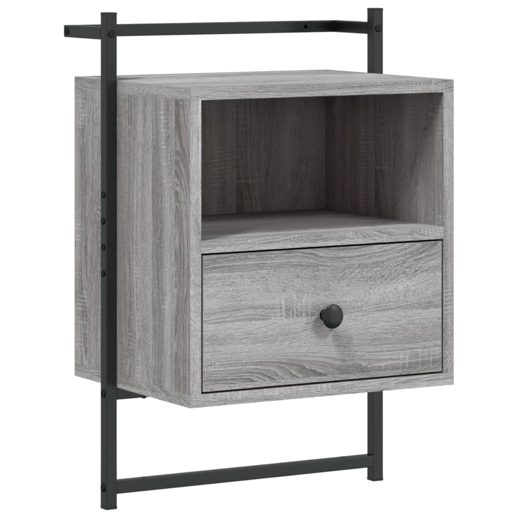 Grey Sonoma Wall-Mounted Bedside Cabinets, 2 Pcs, 40x30x61 cm