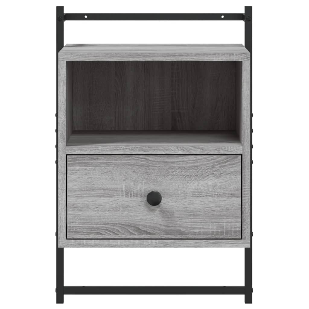 Grey Sonoma Wall-Mounted Bedside Cabinets, 2 Pcs, 40x30x61 cm
