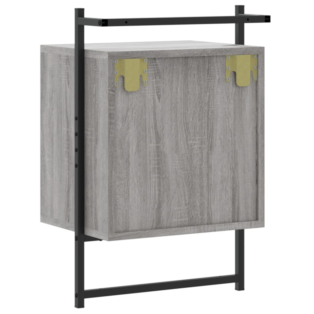 Grey Sonoma Wall-Mounted Bedside Cabinets, 2 Pcs, 40x30x61 cm