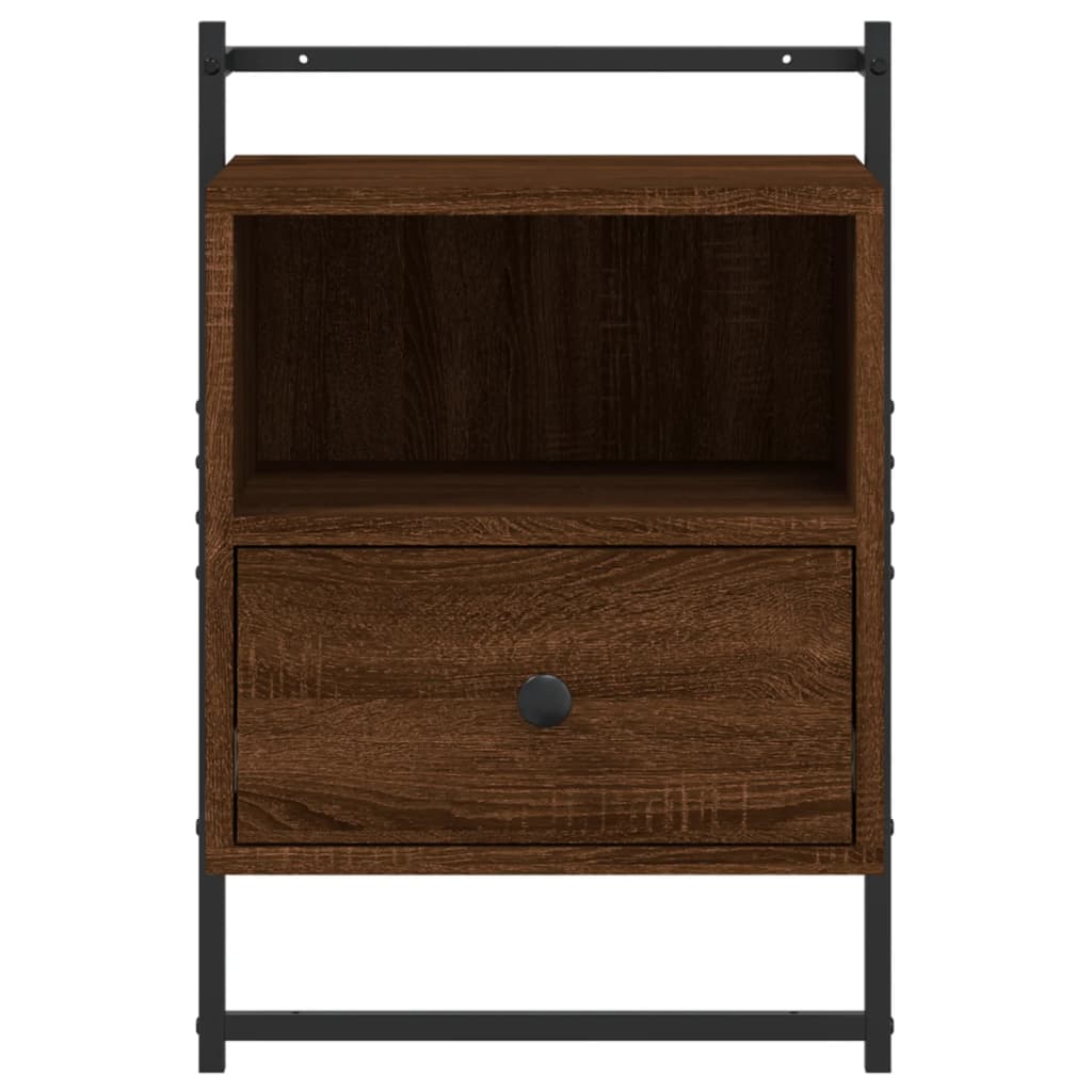 Brown Oak Wall-Mounted Bedside Cabinet 40x30x61 cm - Engineered Wood