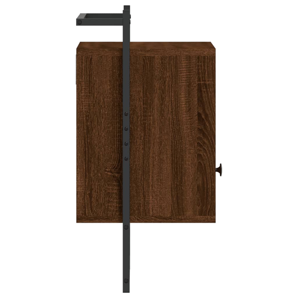 Brown Oak Wall-Mounted Bedside Cabinet 40x30x61 cm - Engineered Wood