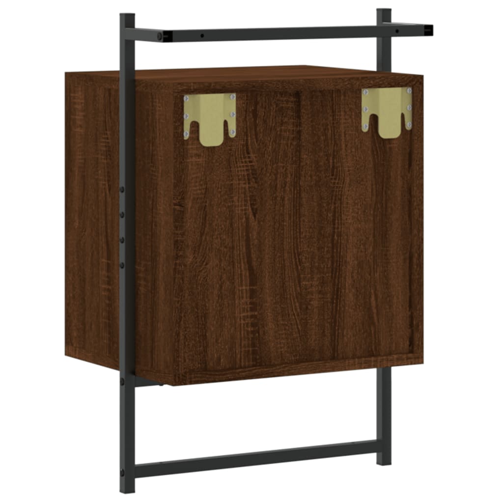 Brown Oak Wall-Mounted Bedside Cabinet 40x30x61 cm - Engineered Wood