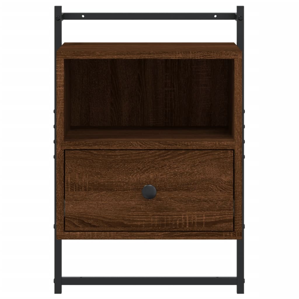 Wall-Mounted Brown Oak Bedside Cabinets Set, 40x30x61 cm, 2 Pcs