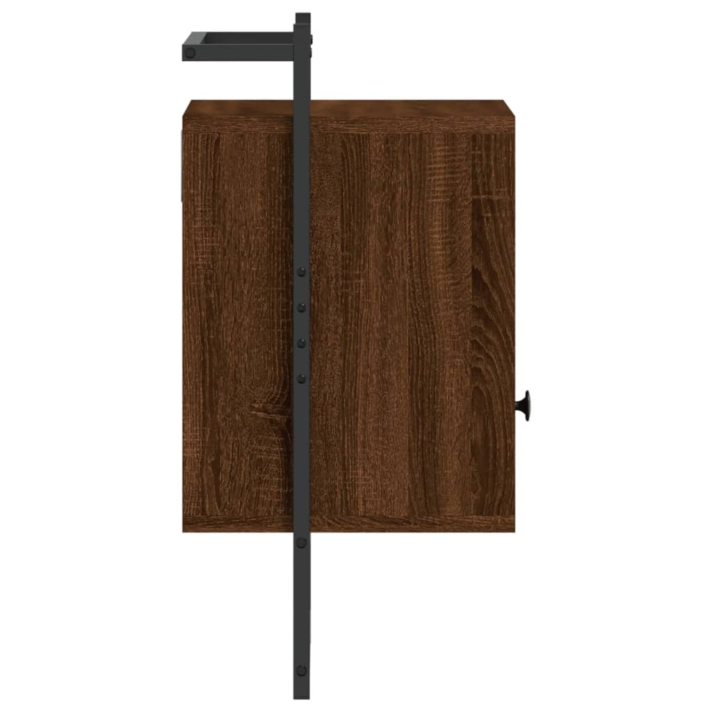 Wall-Mounted Brown Oak Bedside Cabinets Set, 40x30x61 cm, 2 Pcs