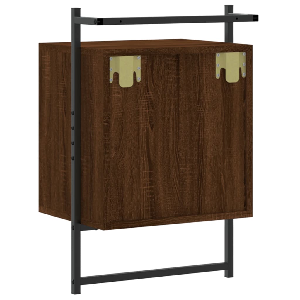 Wall-Mounted Brown Oak Bedside Cabinets Set, 40x30x61 cm, 2 Pcs