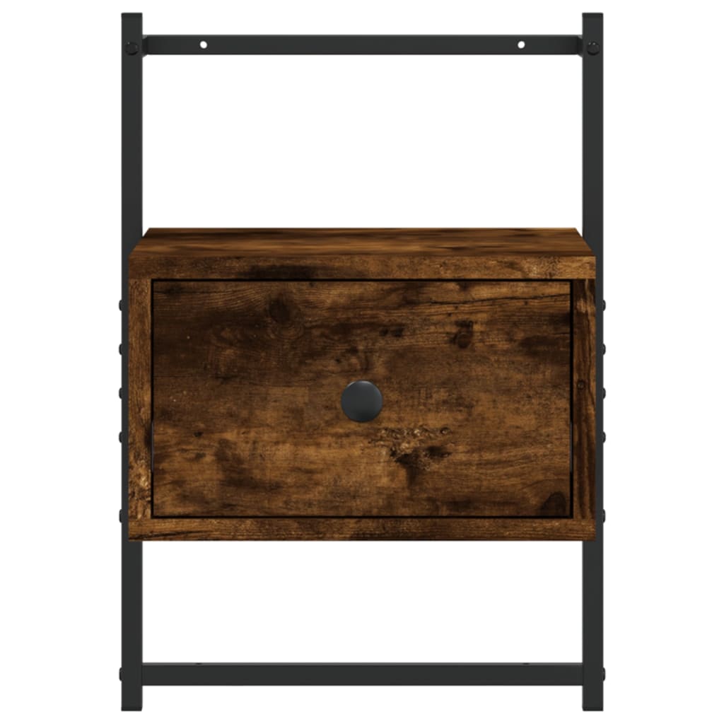 Wall-Mounted Smoked Oak Bedside Cabinet 35x30x51 cm - Engineered Wood