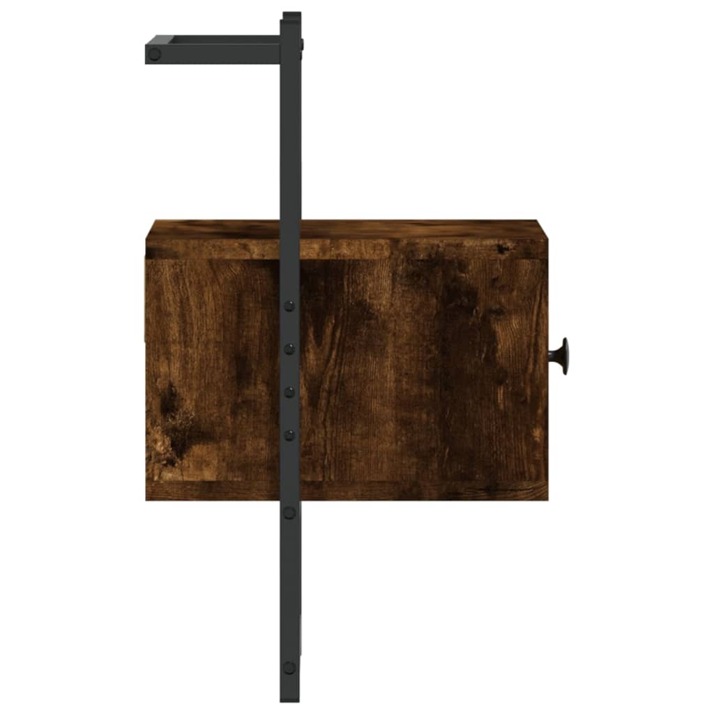 Wall-Mounted Smoked Oak Bedside Cabinet 35x30x51 cm - Engineered Wood
