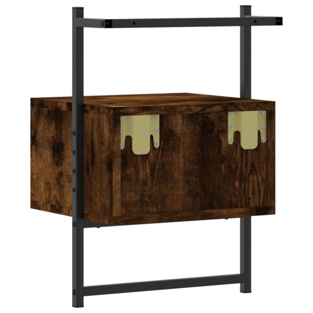 Wall-Mounted Smoked Oak Bedside Cabinet 35x30x51 cm - Engineered Wood