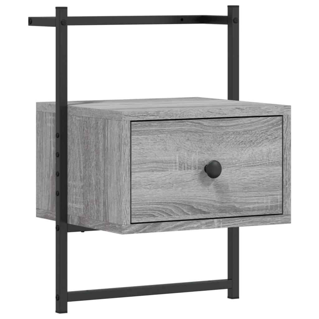Wall-Mounted Grey Sonoma Bedside Cabinet, Engineered Wood, 35x30x51 cm