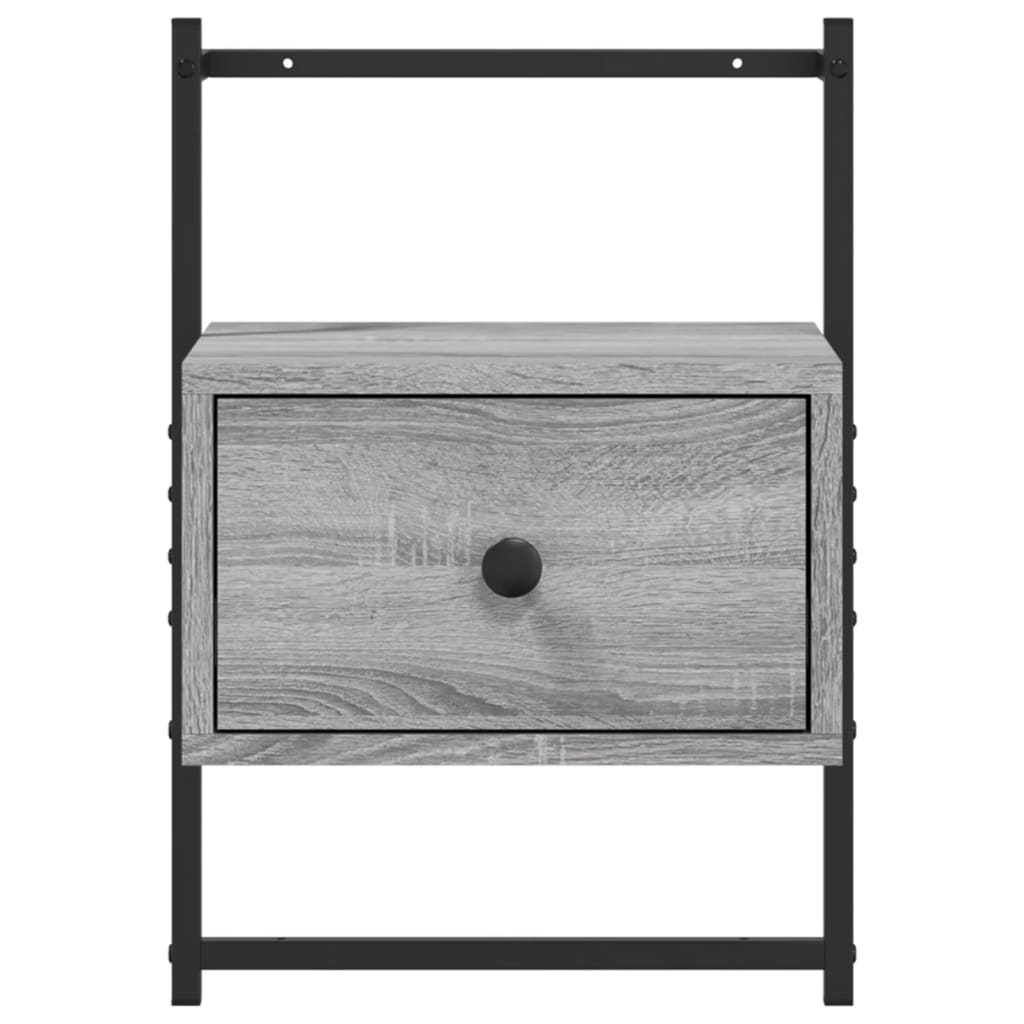 Wall-Mounted Grey Sonoma Bedside Cabinet, Engineered Wood, 35x30x51 cm