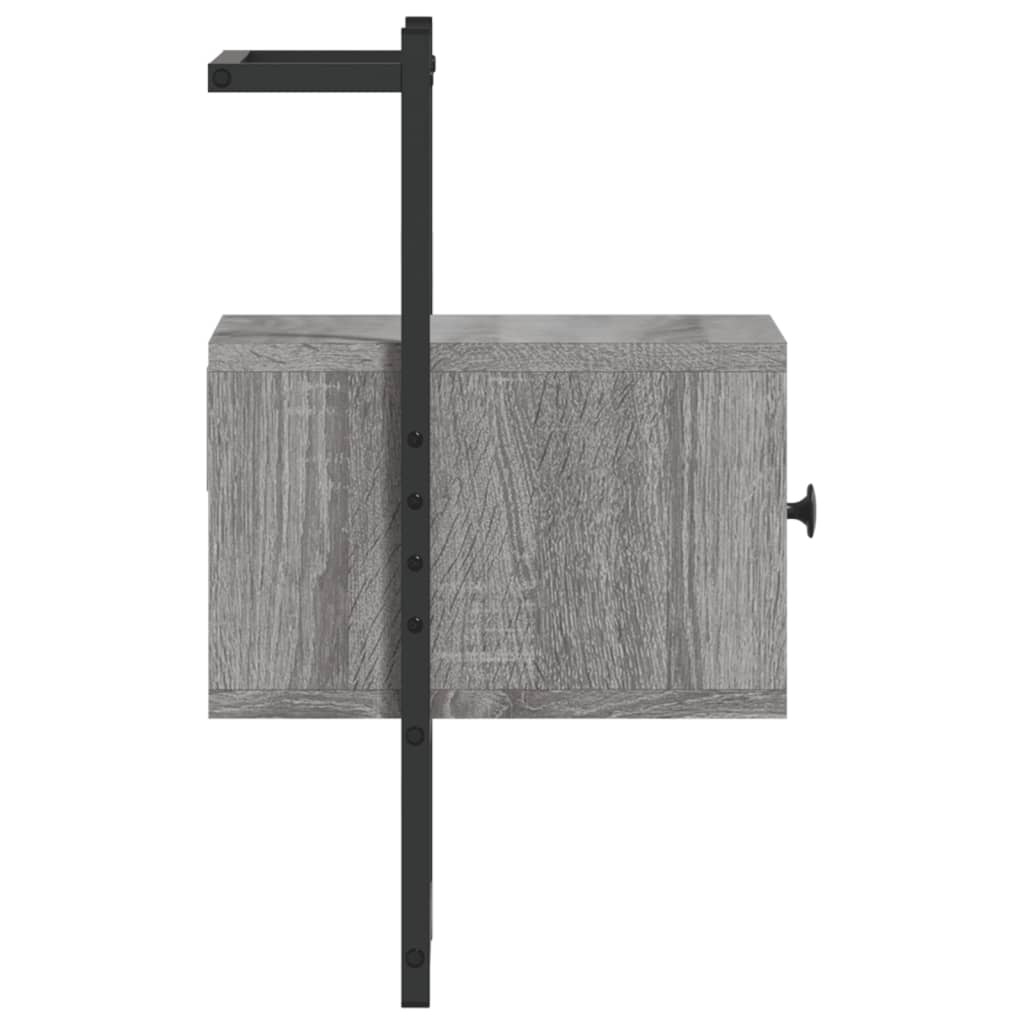 Wall-Mounted Grey Sonoma Bedside Cabinet, Engineered Wood, 35x30x51 cm