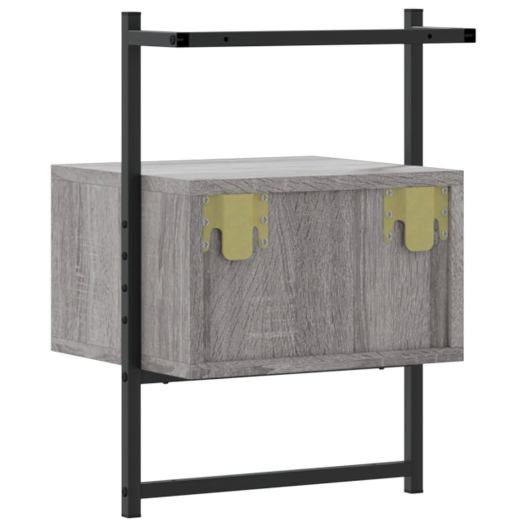 Wall-Mounted Grey Sonoma Bedside Cabinet, Engineered Wood, 35x30x51 cm