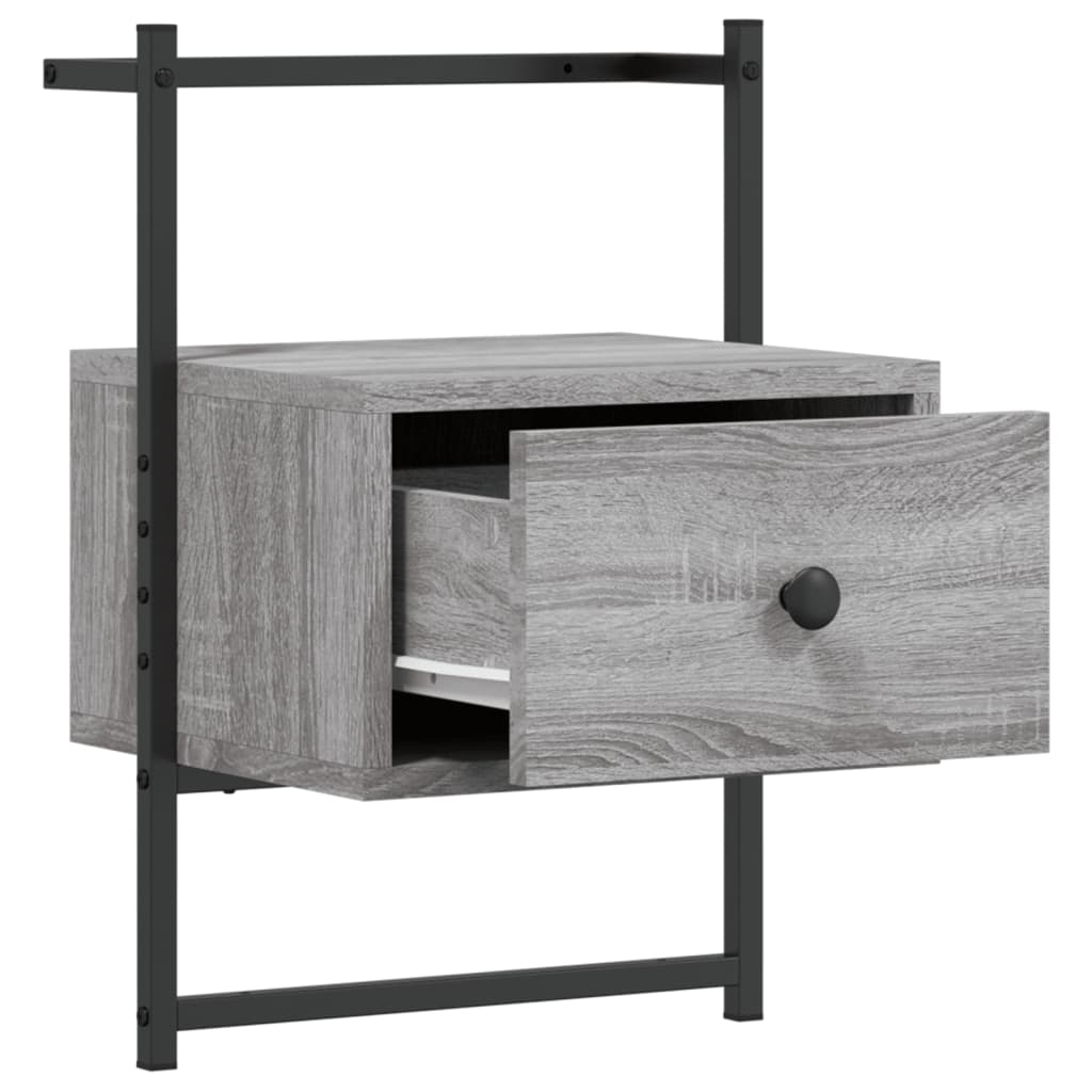 Wall-Mounted Grey Sonoma Bedside Cabinet, Engineered Wood, 35x30x51 cm