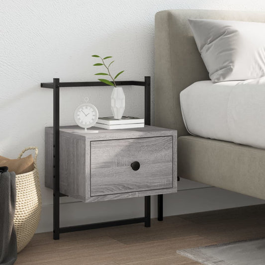 Wall-Mounted Grey Sonoma Bedside Cabinet, Engineered Wood, 35x30x51 cm