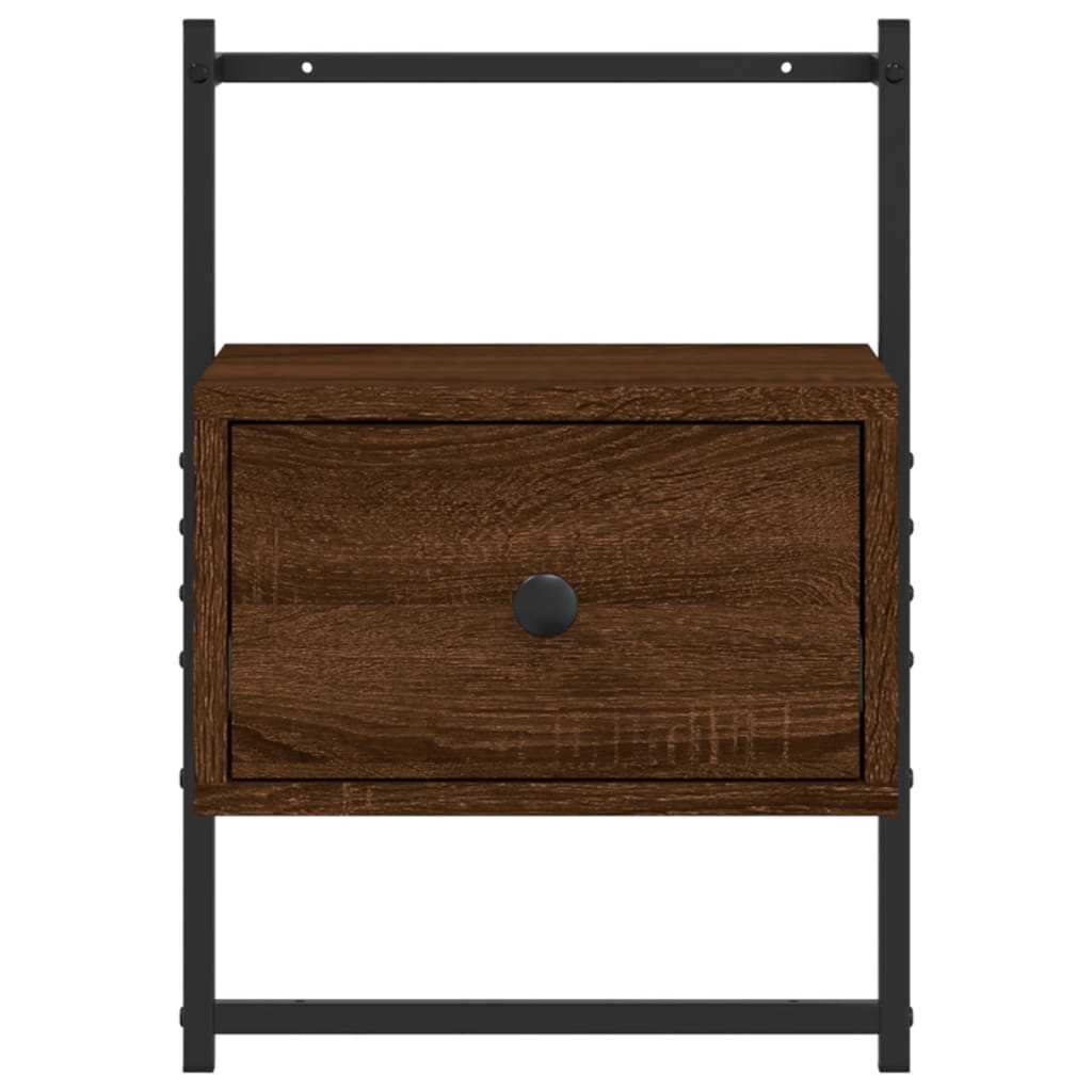 Brown Oak Wall-Mounted Bedside Cabinet, 35x30x51 cm, Engineered Wood