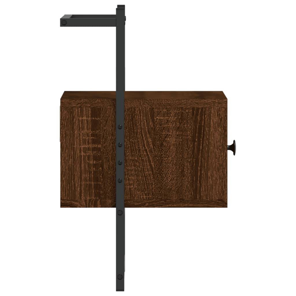 Brown Oak Wall-Mounted Bedside Cabinet, 35x30x51 cm, Engineered Wood