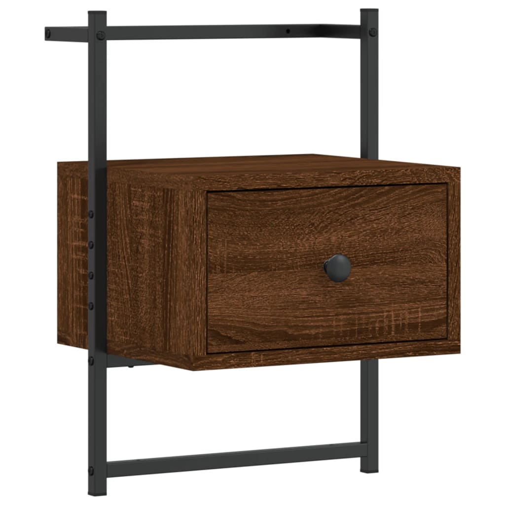 Wall-Mounted Brown Oak Bedside Cabinets 2pcs - 35x30x51 cm Wood