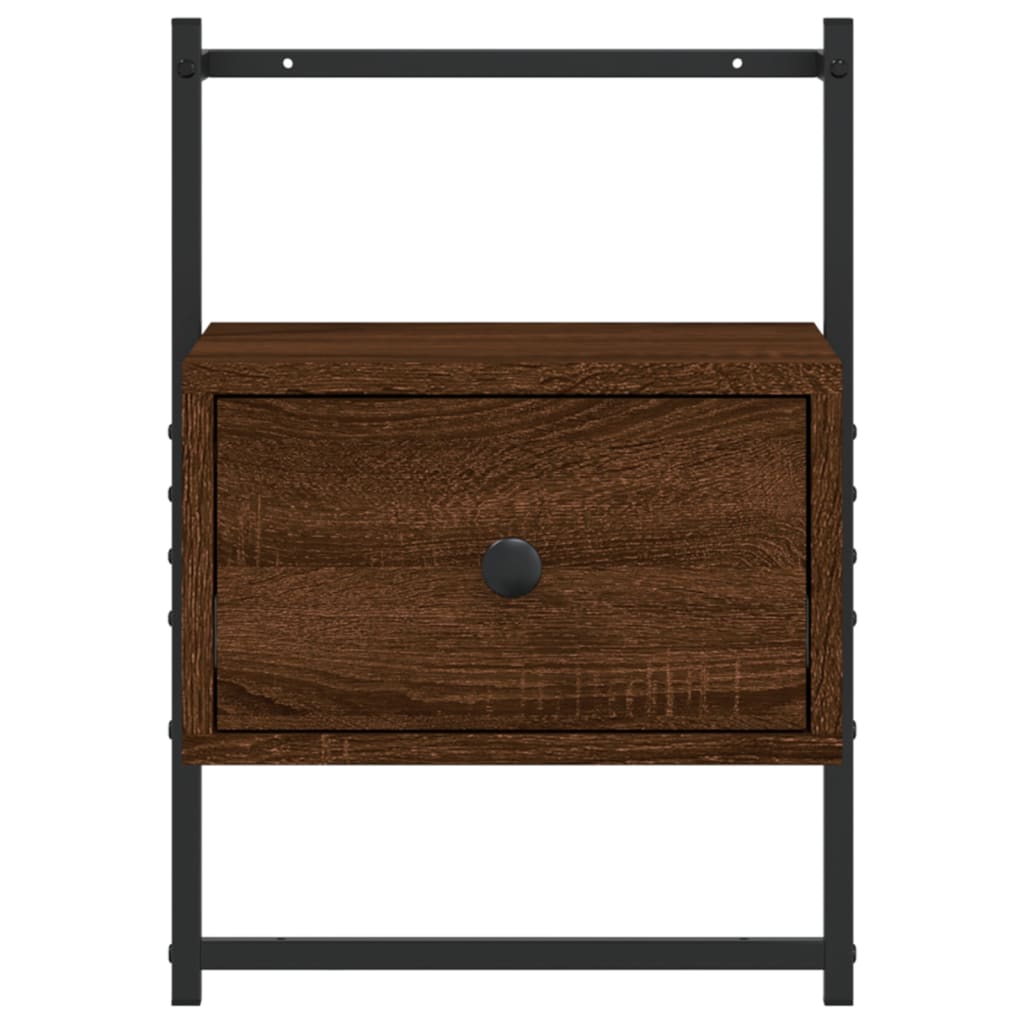 Wall-Mounted Brown Oak Bedside Cabinets 2pcs - 35x30x51 cm Wood