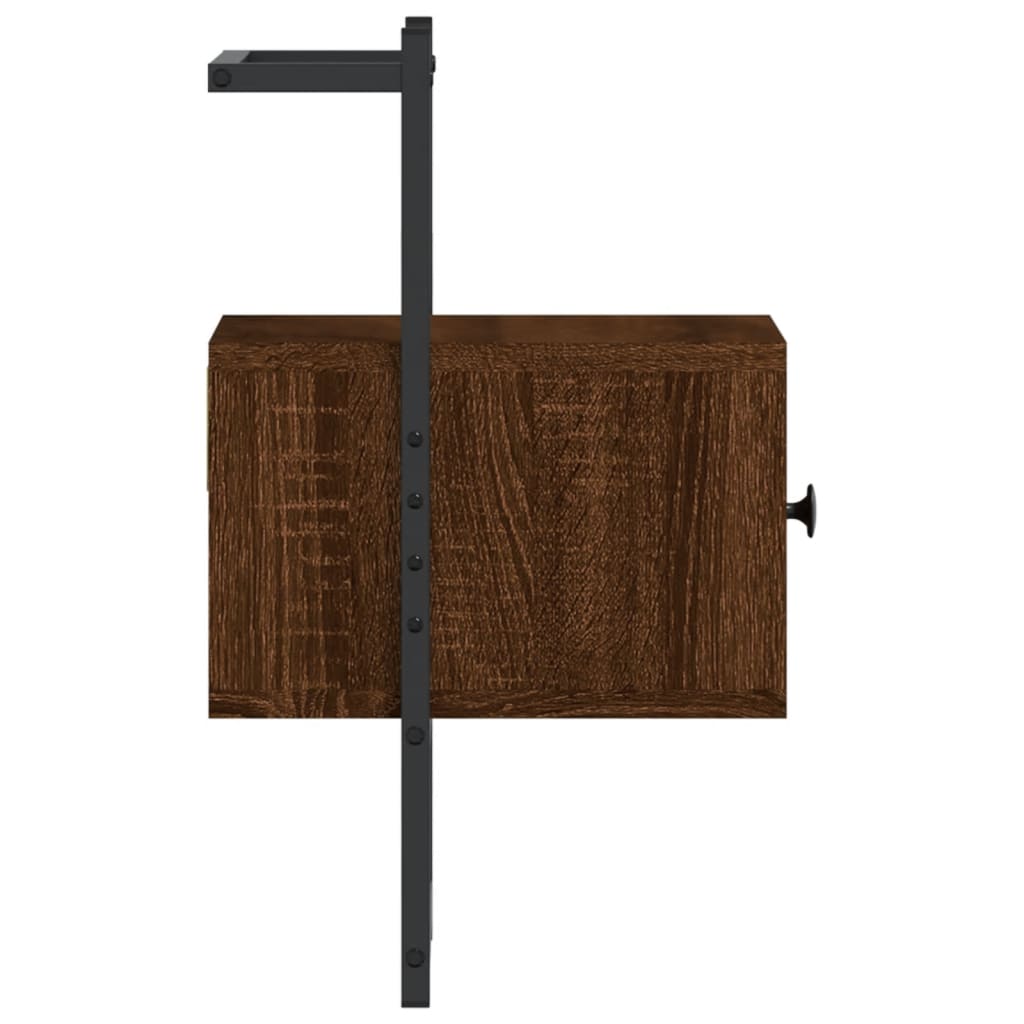 Wall-Mounted Brown Oak Bedside Cabinets 2pcs - 35x30x51 cm Wood