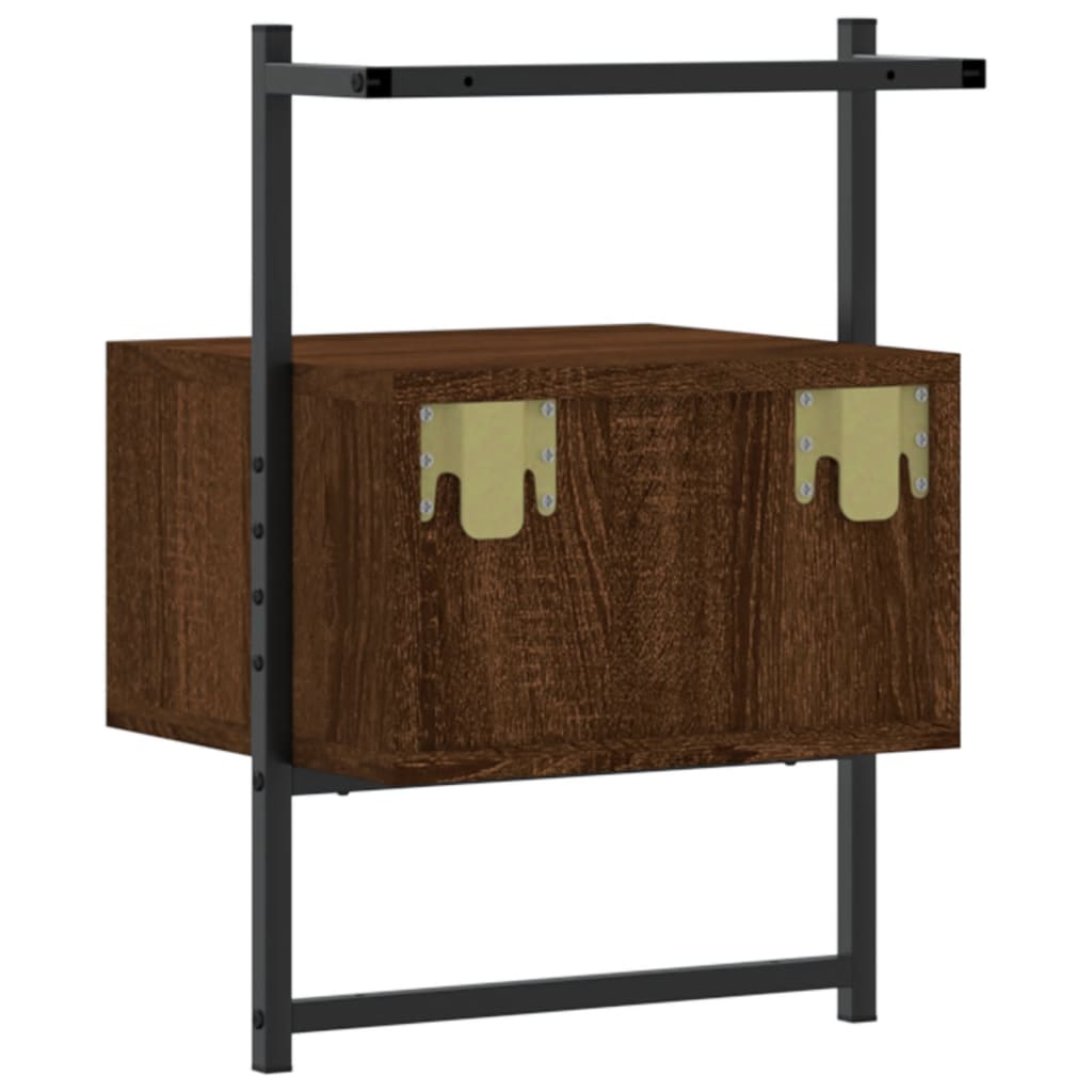 Wall-Mounted Brown Oak Bedside Cabinets 2pcs - 35x30x51 cm Wood