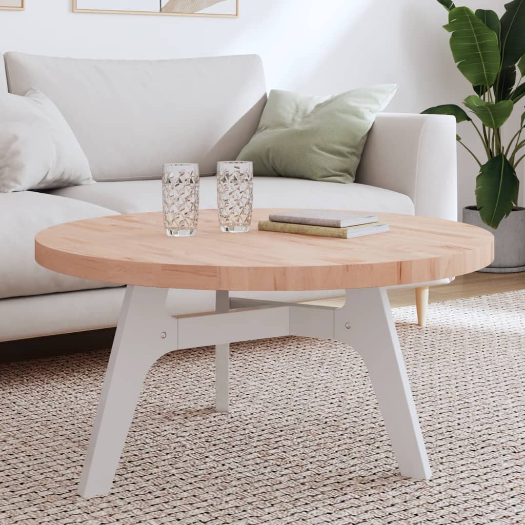 Table Top Ø90x4 cm Round Solid Wood Beech