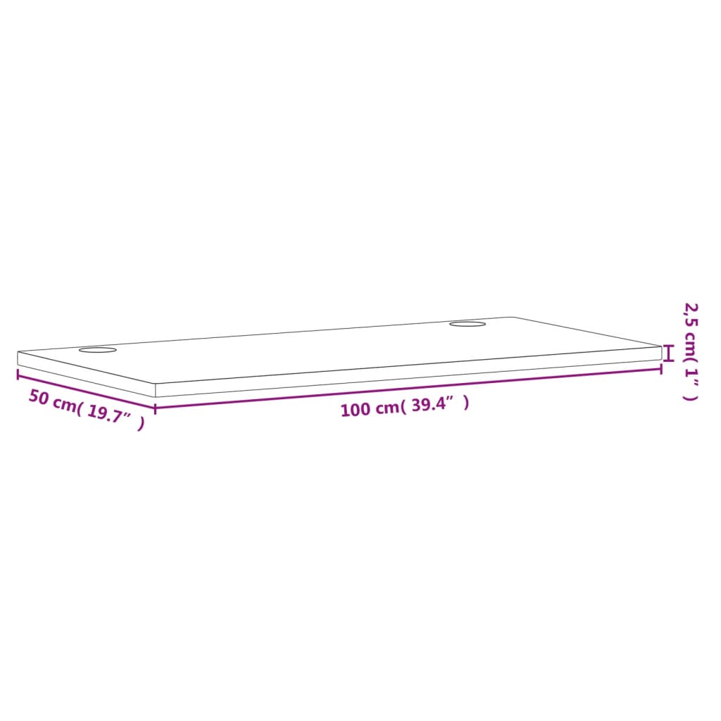 Desk Top 100x50x2.5 cm Solid Wood Beech