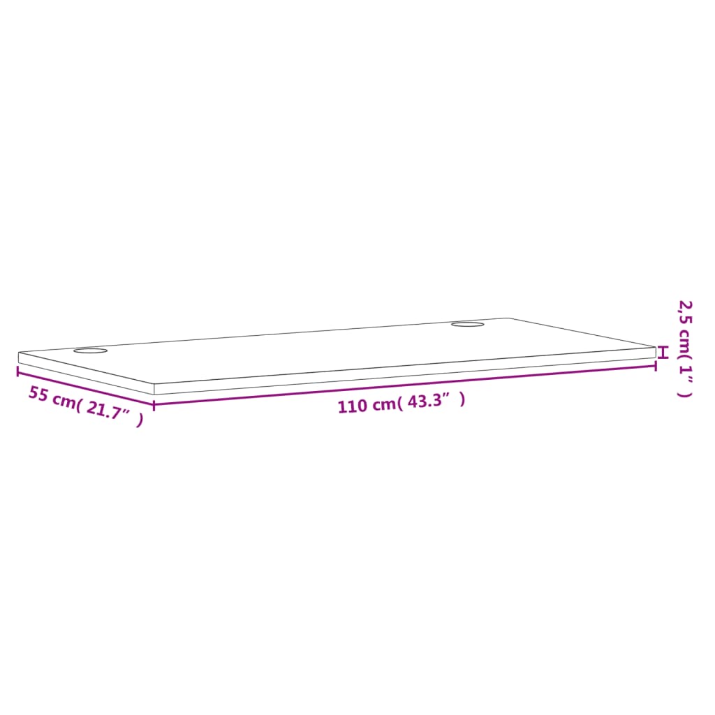 Desk Top 110x55x2.5 cm Solid Wood Beech