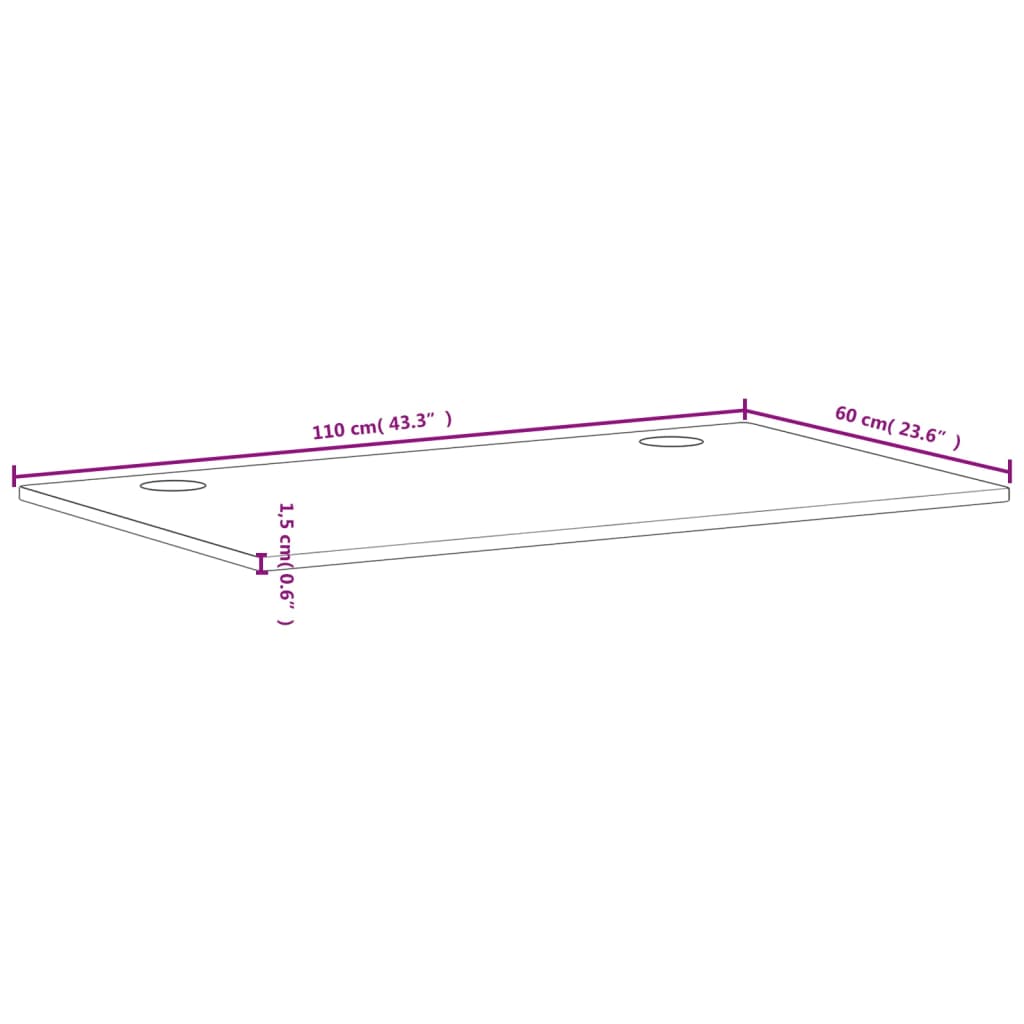 Desk Top 110x60x1.5 cm Solid Wood Beech