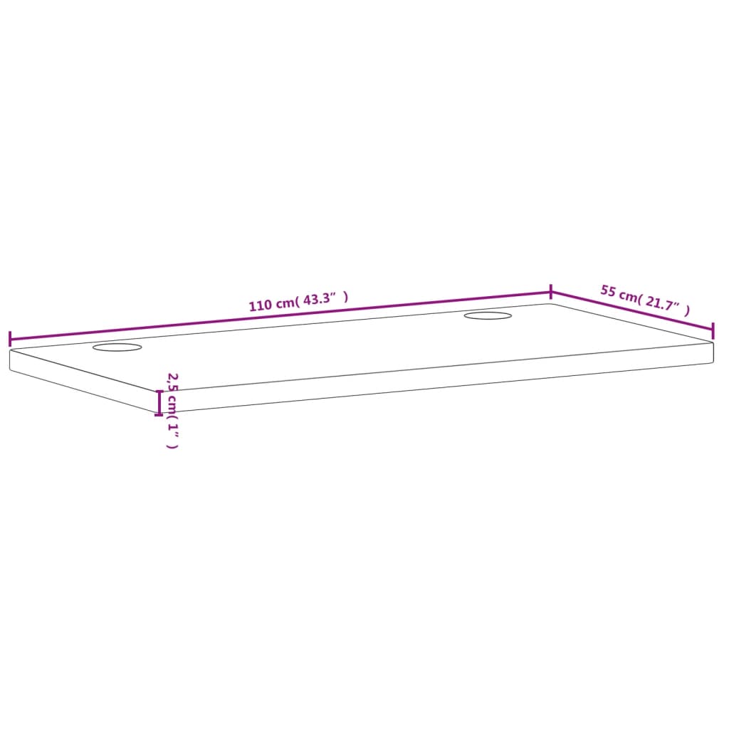 Desk Top 110x55x2.5 cm Solid Wood Beech