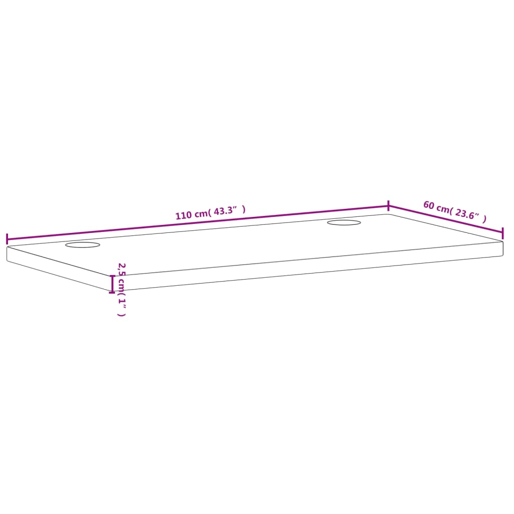 Desk Top 110x60x2.5 cm Solid Wood Beech