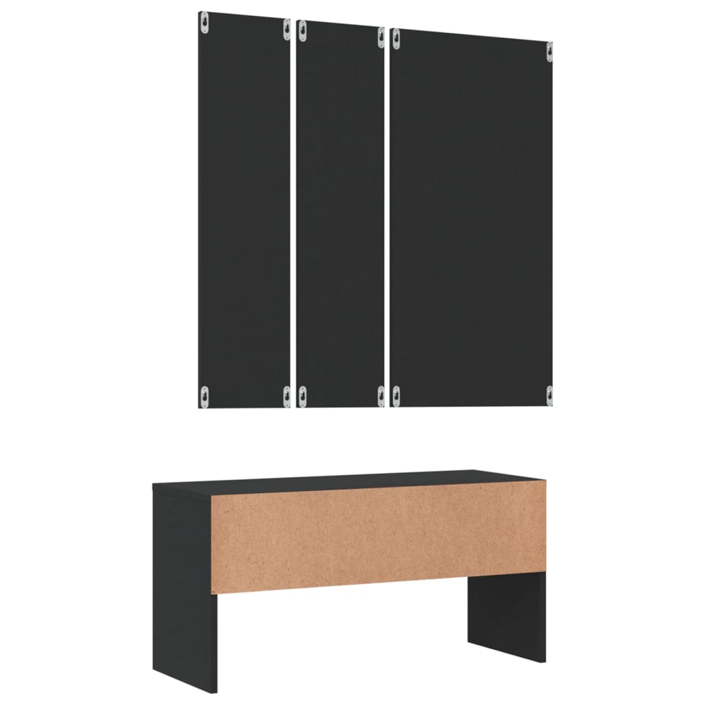 Sleek Black Engineered Wood Hallway Furniture Set