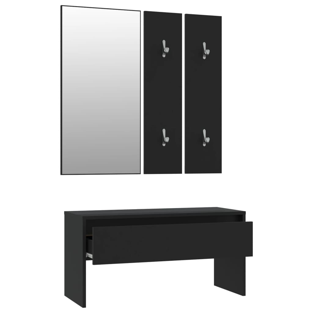 Sleek Black Engineered Wood Hallway Furniture Set
