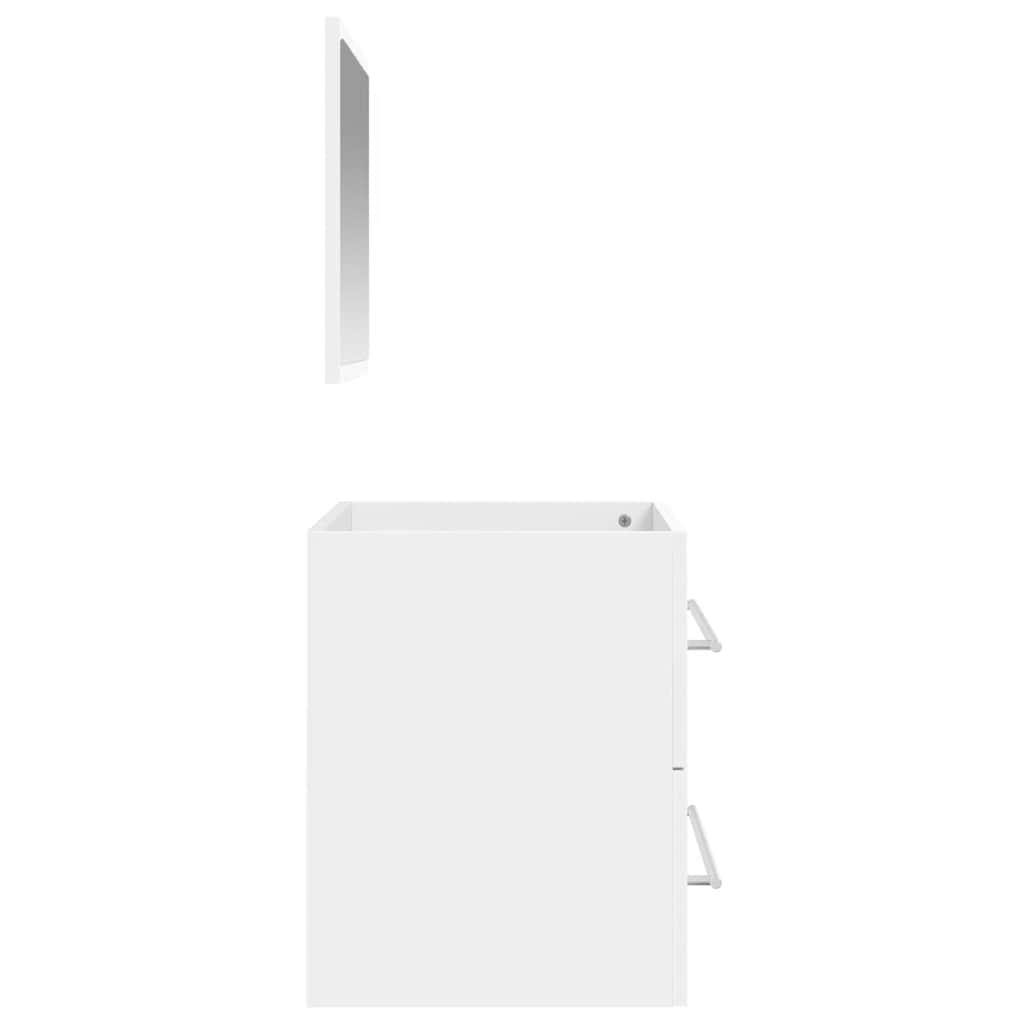 White Engineered Wood Bathroom Cabinet with Mirror - Elegant Design