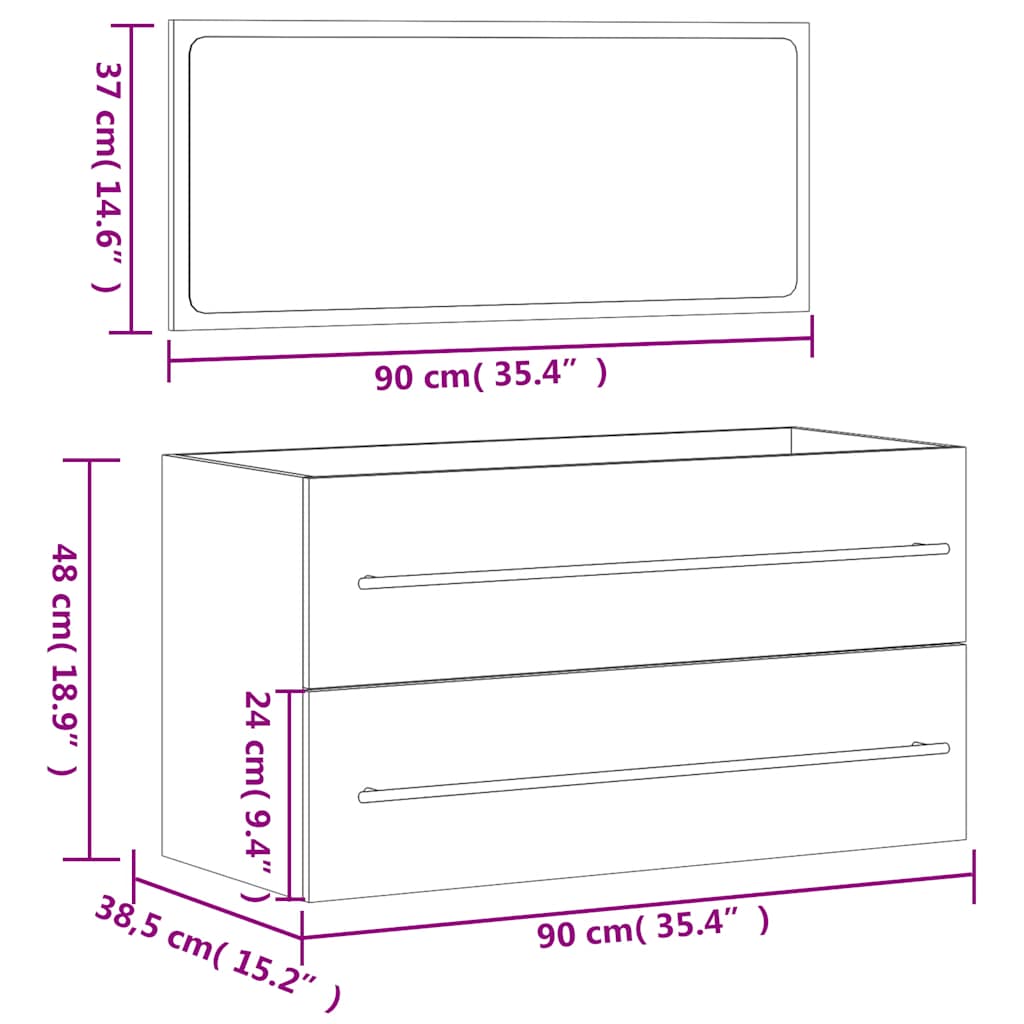 White Engineered Wood Bathroom Cabinet with Mirror - Elegant Design