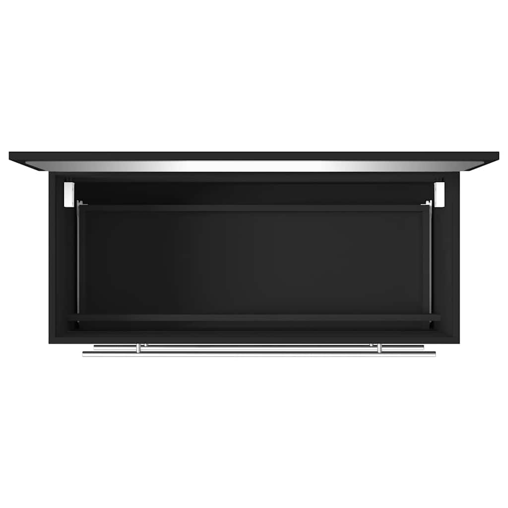 Black Engineered Wood Bathroom Cabinet with Mirror - 70cm
