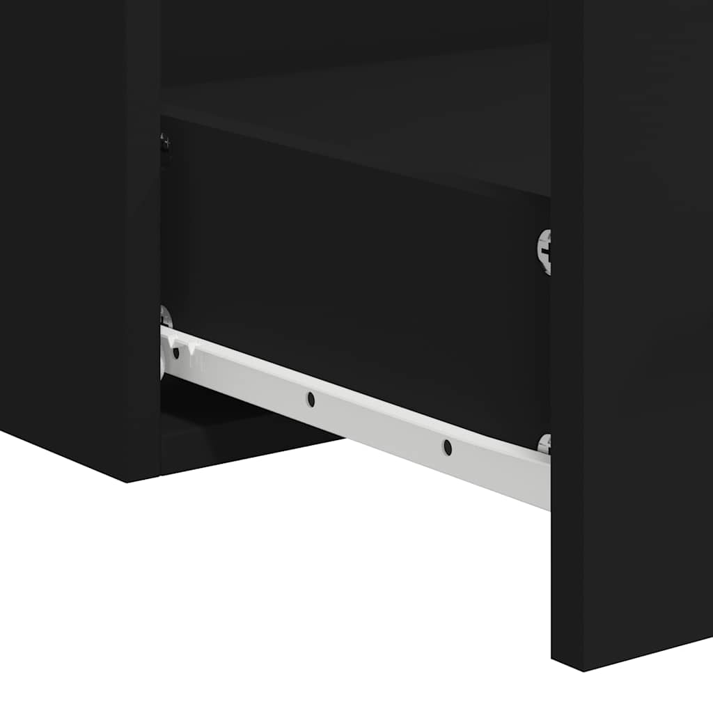 Black Engineered Wood Bathroom Cabinet with Mirror - 70cm