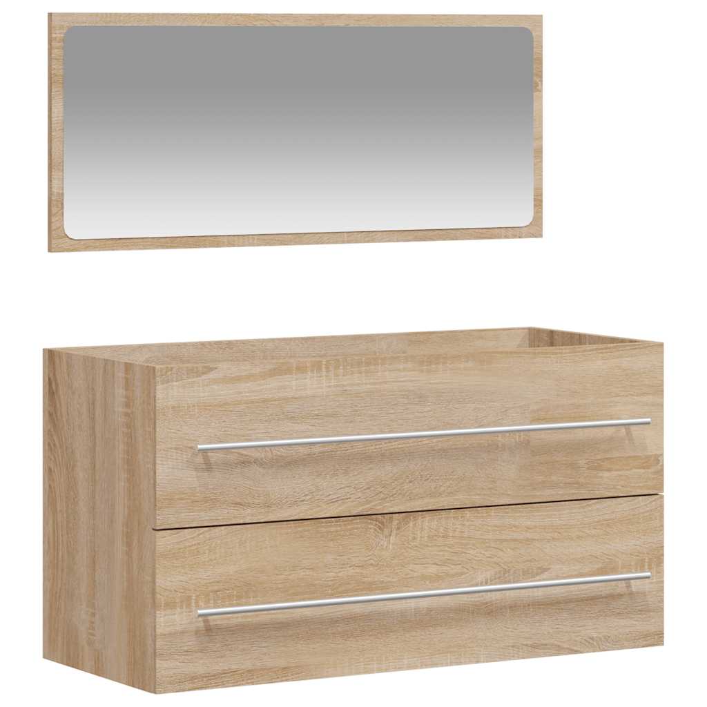 Sonoma Oak Bathroom Cabinet with Mirror - Engineered Wood