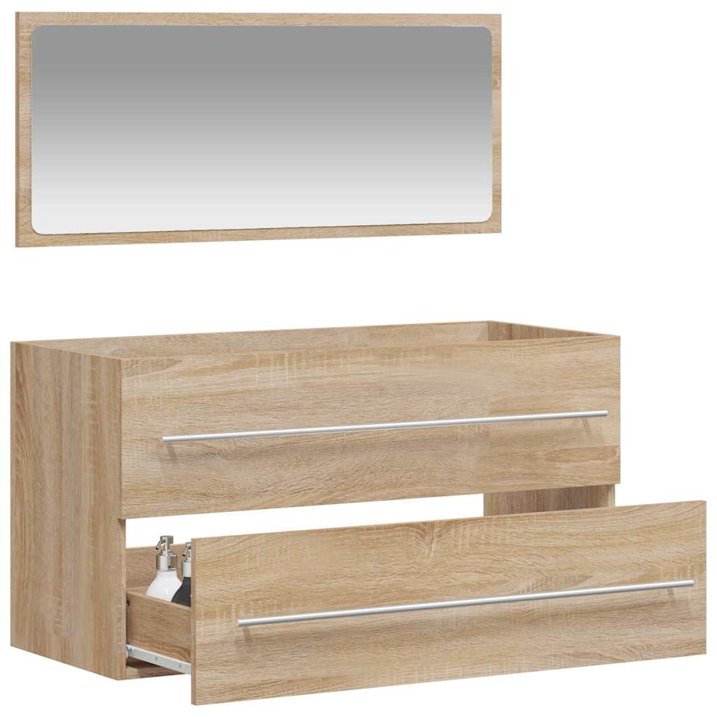 Sonoma Oak Bathroom Cabinet with Mirror - Engineered Wood