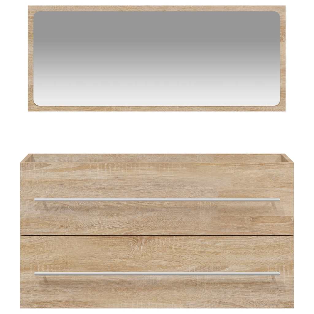 Sonoma Oak Bathroom Cabinet with Mirror - Engineered Wood