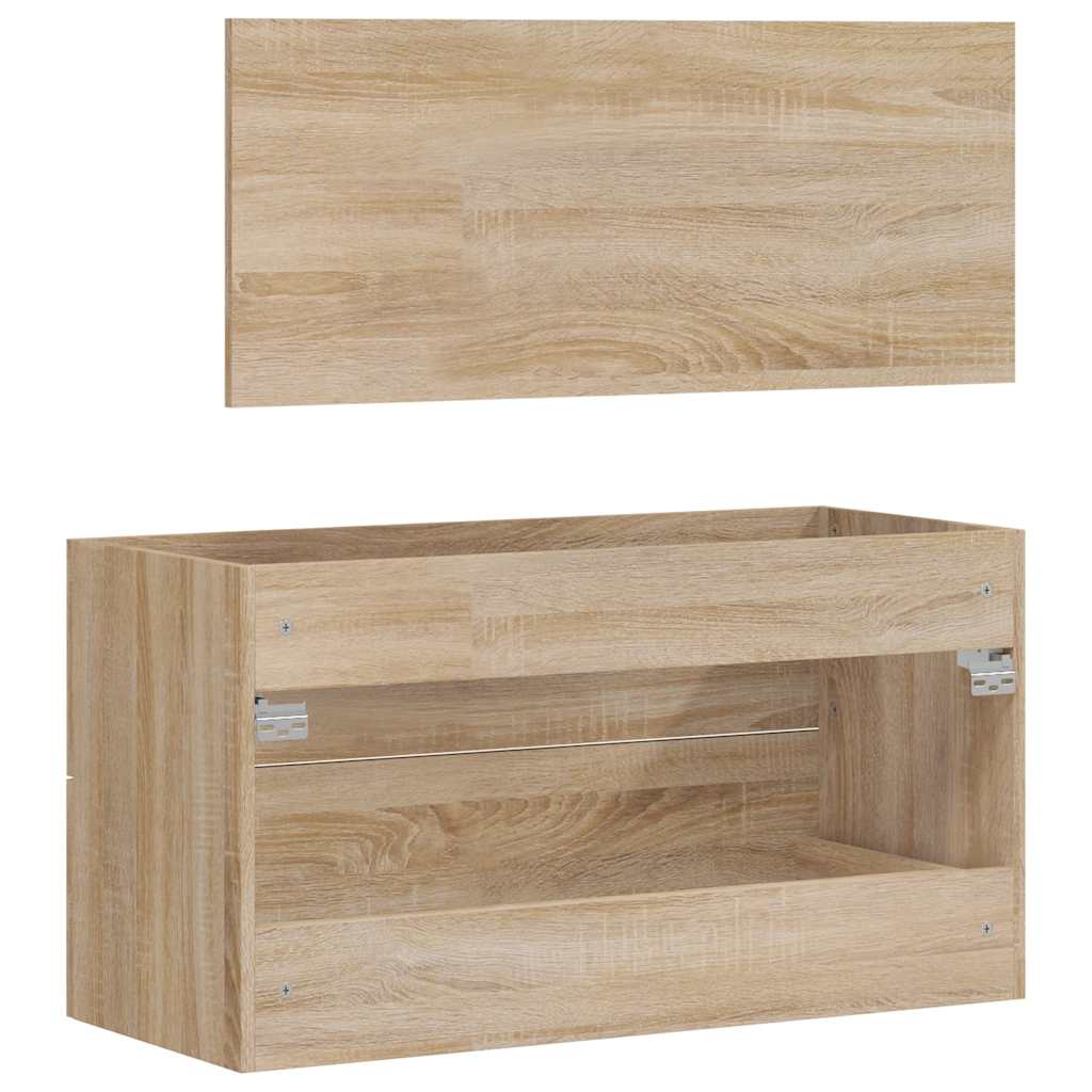 Sonoma Oak Bathroom Cabinet with Mirror - Engineered Wood
