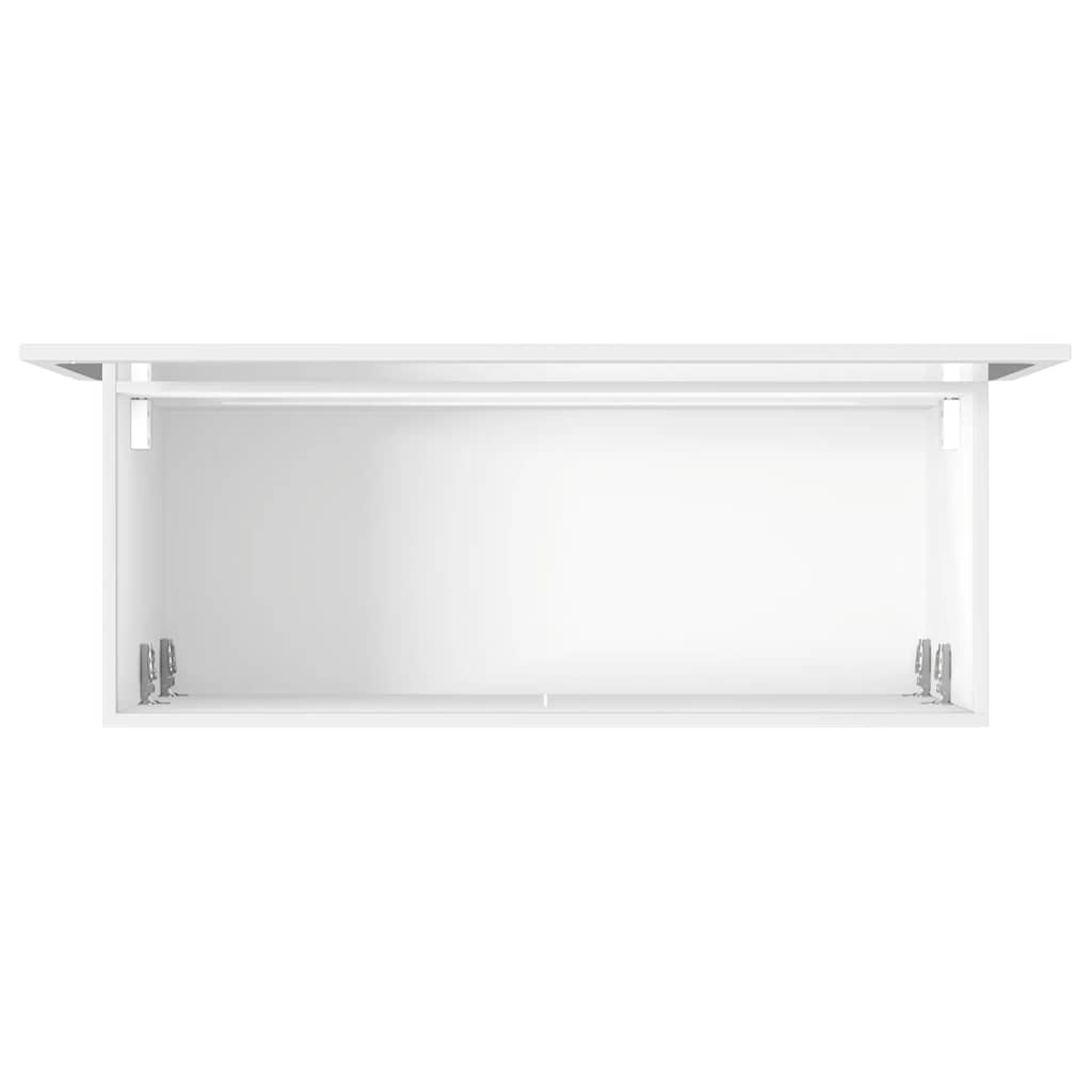 White Engineered Wood Bathroom Cabinet with Mirror