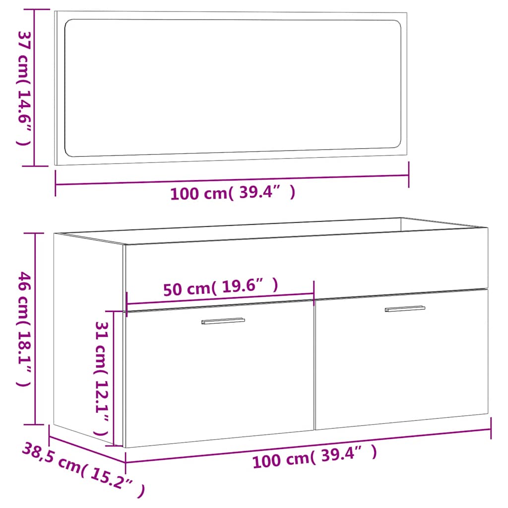 White Engineered Wood Bathroom Cabinet with Mirror
