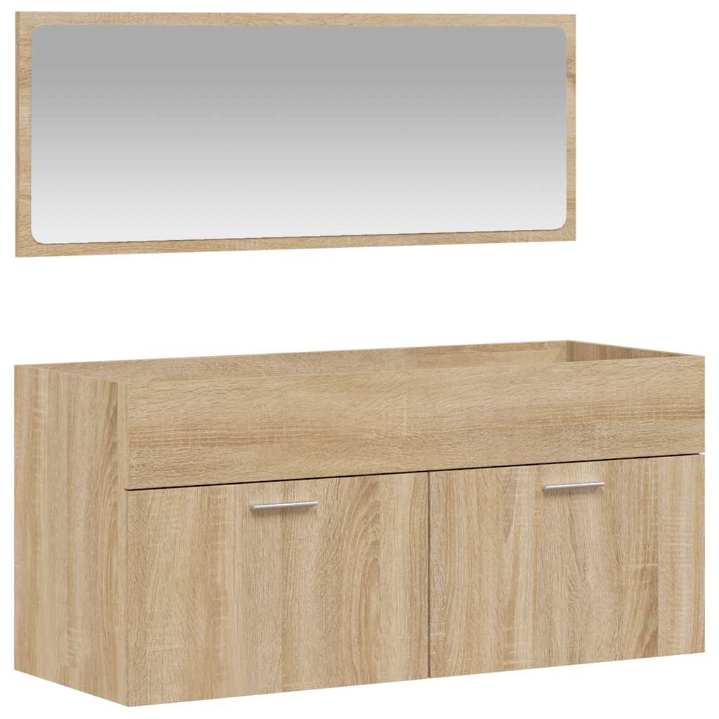 Sonoma Oak Bathroom Cabinet with Mirror - Engineered Wood