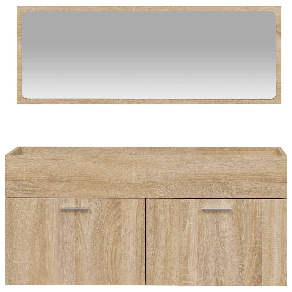 Sonoma Oak Bathroom Cabinet with Mirror - Engineered Wood