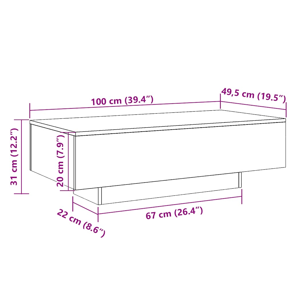 Coffee Table Concrete Grey 100x49.5x31 cm Engineered Wood