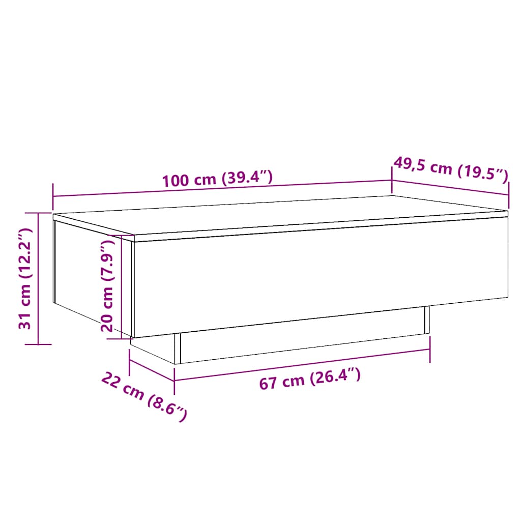 Coffee Table Brown Oak 100x49.5x31 cm Engineered Wood