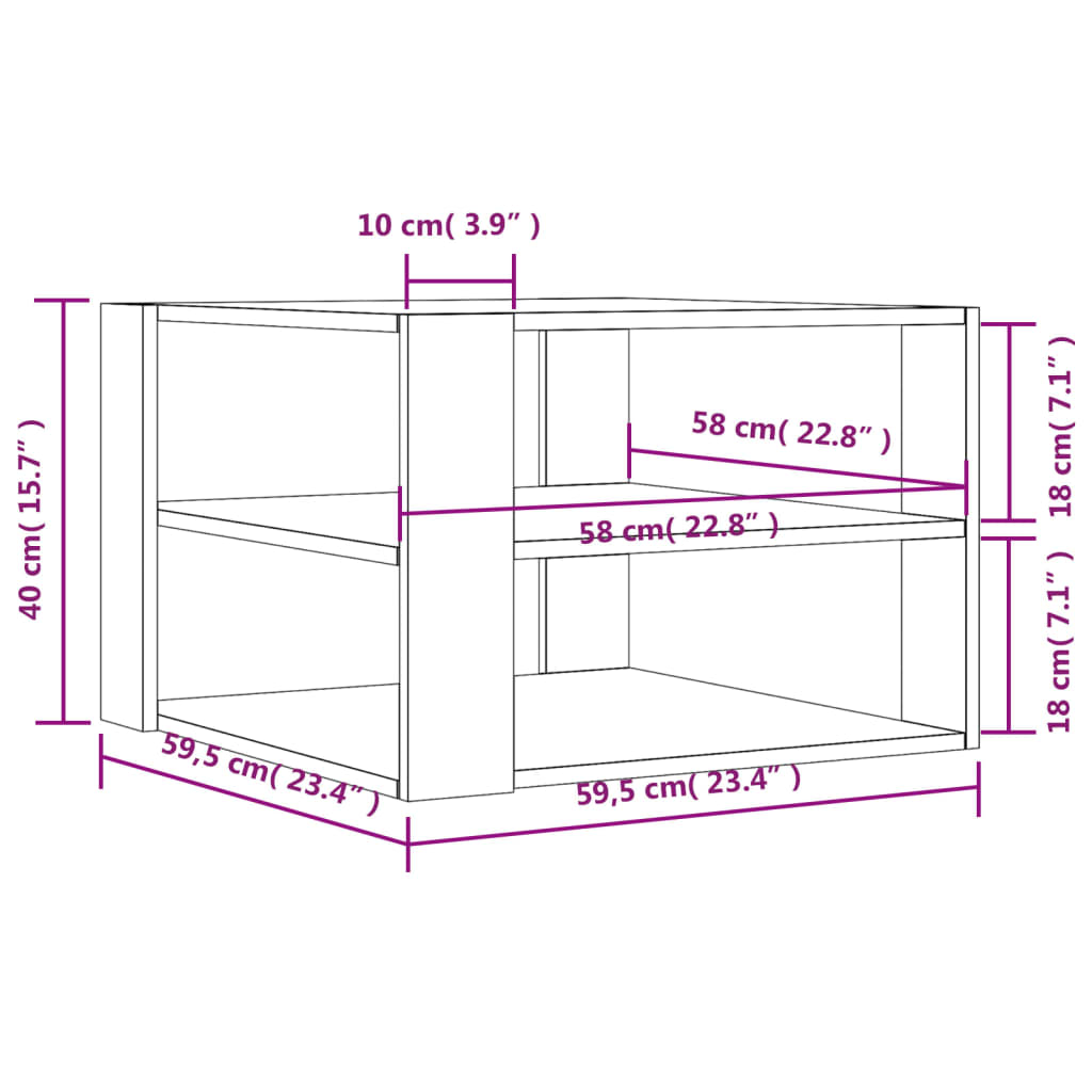 Coffee Table Sonoma Oak 59.5x59.5x40 cm Engineered Wood