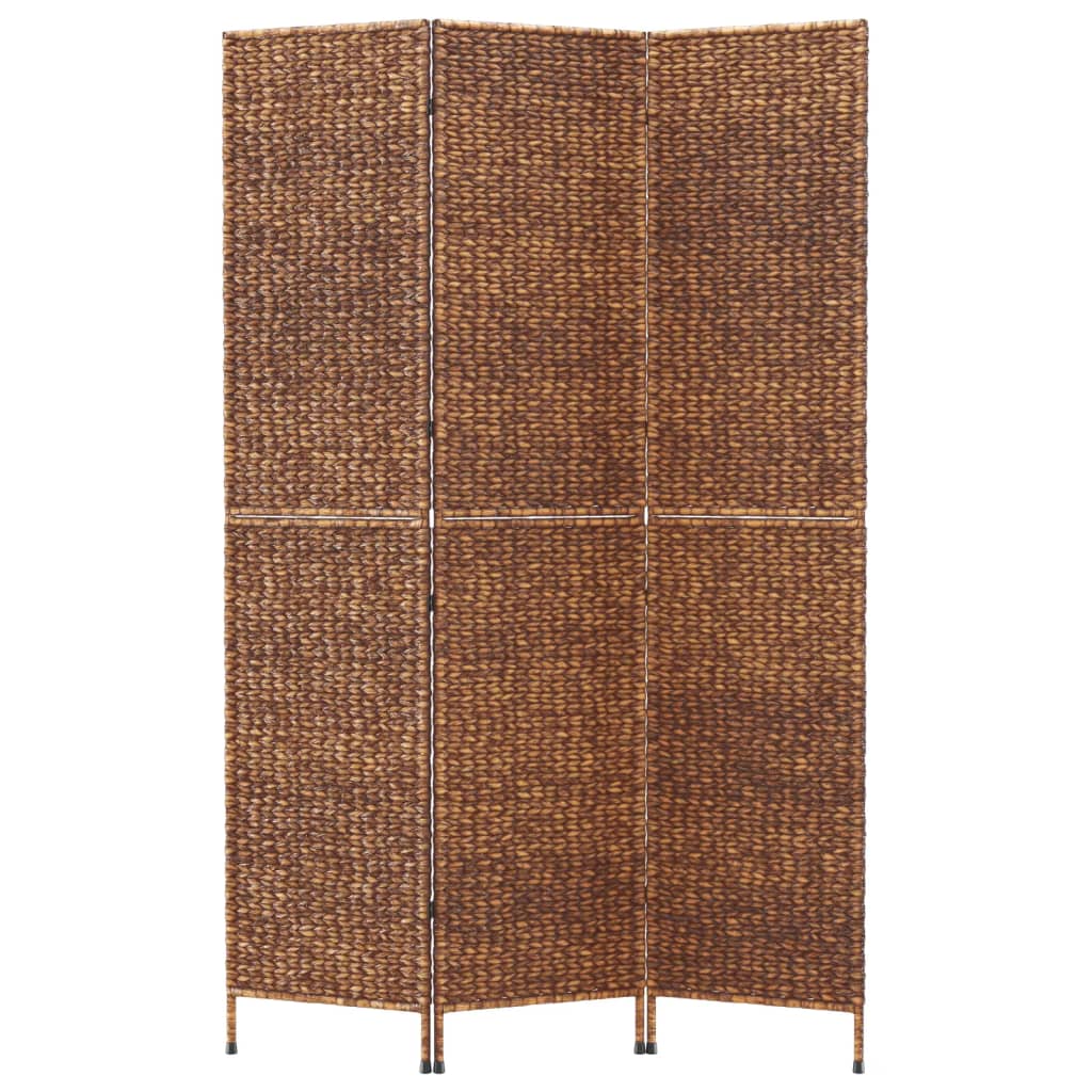 3-Panel Brown Water Hyacinth Room Divider 122x180 cm