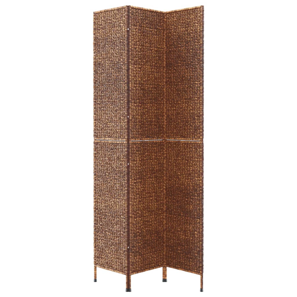 3-Panel Brown Water Hyacinth Room Divider 122x180 cm